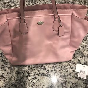 Pink coach leather diaper bag purse